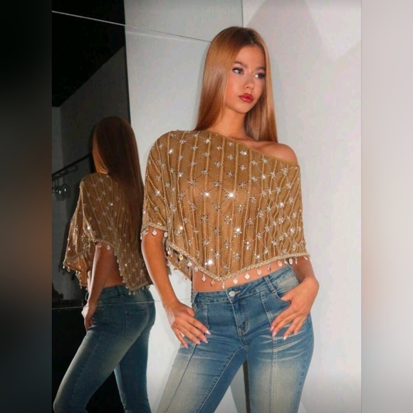 SHEIN Tops - EgrlEra Women's Sexy Asymmetric Hem Asymmetric-Shoulder Top